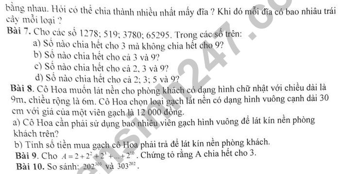 De cuong giua ki 1 Toan 6 nam 2021 - THCS Tran Duy Hung