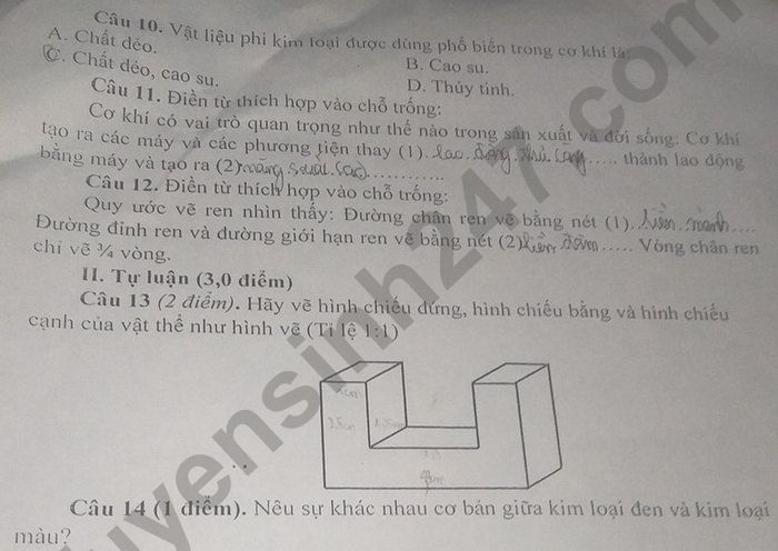 De thi giua ki 1 Cong nghe lop 8 - THCS Xa Tan My 2021