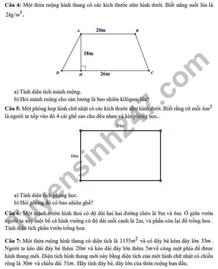 De cuong on tap hoc ki 1 Toan lop 6 - THCS Cau Giay nam 2021