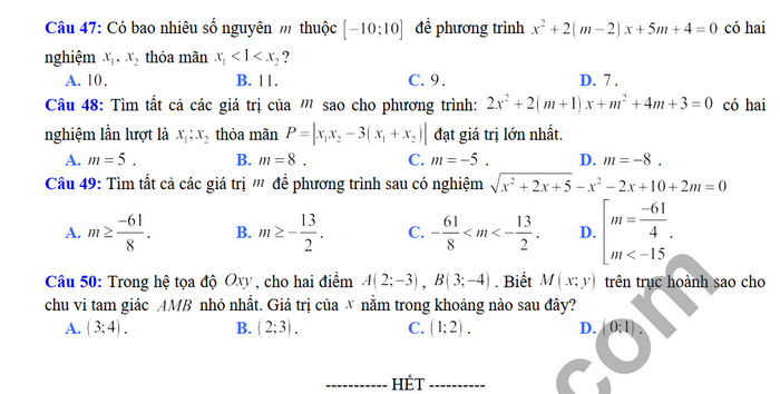 De thi thu tot nghiep THPT lan 1 2022 lop 10 THPT Nhu Thanh mon Toan