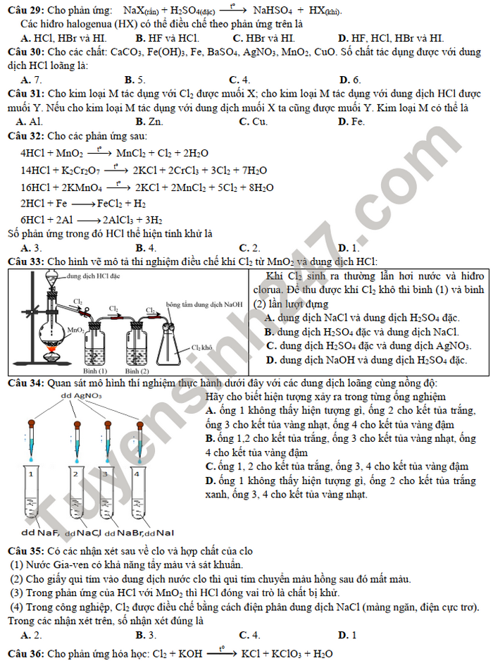 De cuong on tap giua ki 2 lop 10 mon Hoa 2022 THPT Viet Duc