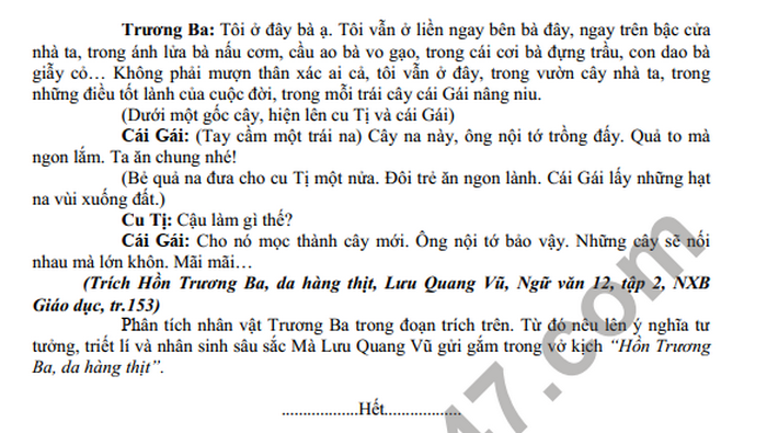 De thi hoc ki 2 mon Van lop 12 - THPT so 2 Bao Thang nam 2022 (Minh hoa)