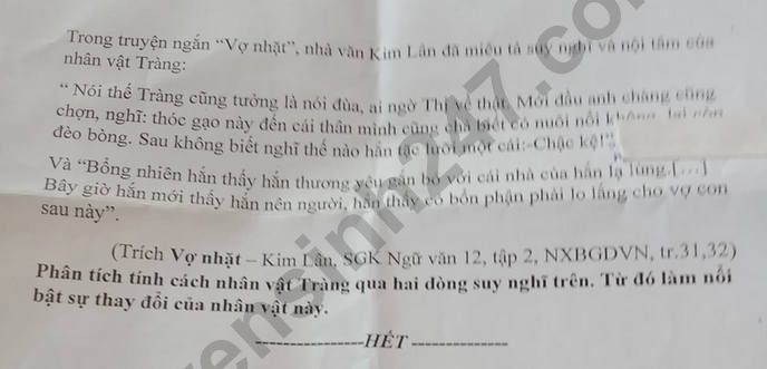 De thi ki 2 mon Van lop 12 nam 2022 - THPT Huynh Huu Nghia