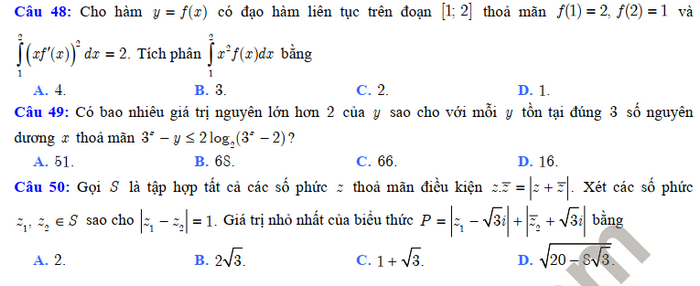 De thi thu tot nghiep THPT -  THPT Chuyen Dai hoc Vinh mon Toan nam 2022