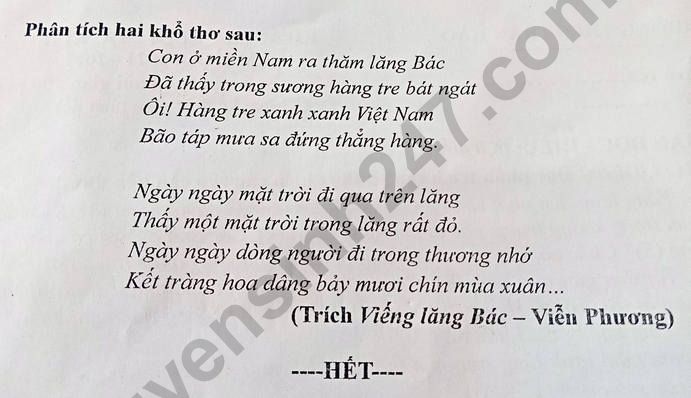 De thi ki 2 lop 9 mon Van 2022 - THCS Tran Hao