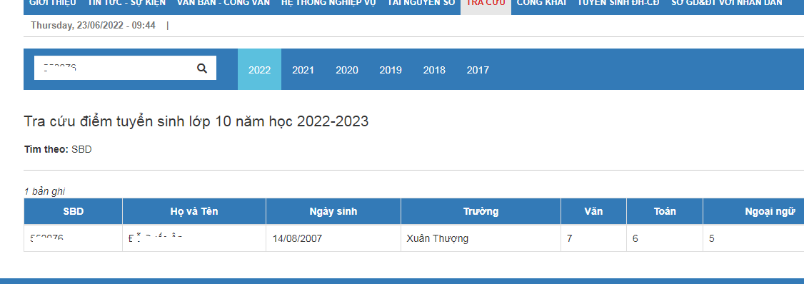 Bạn có cơ hội vào lop 10 Nam Dinh 2022 không?