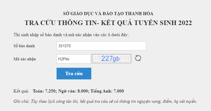 Da co diem thi vao lop 10 Thanh Hoa nam 2022-2023