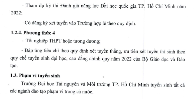 Phuong an tuyen sinh DH Tai nguyen va moi truong TPHCM 2022