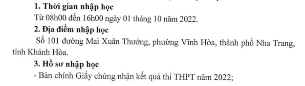 Truong Si quan Thong tin cong bo ho so nhap hoc 2022