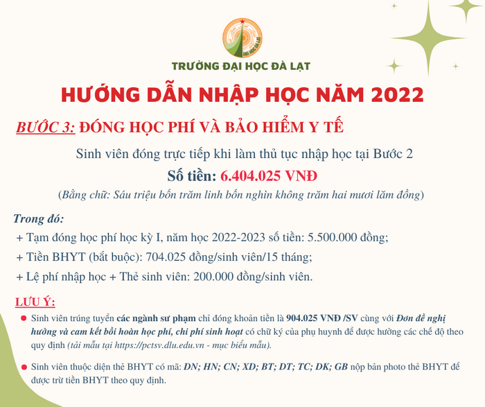 Ho so nhap hoc Dai hoc Da Lat 2022