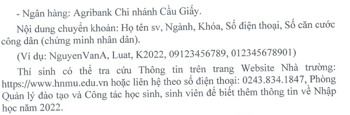 Ho so nhap hoc Dai hoc Thu Do Ha Noi 2022