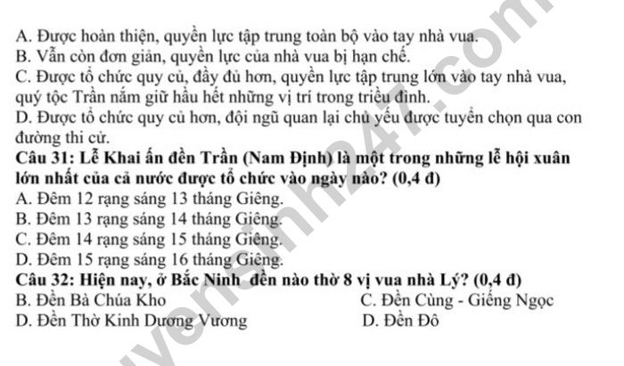 De thi hoc ki 1 mon Su lop 7 - THCS Gia Thuy nam 2022