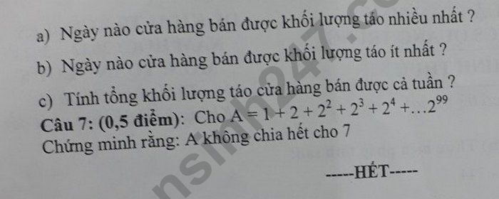 De thi hoc ki 1 lop 6 nam 2022 mon Toan - THCS Quang Trung
