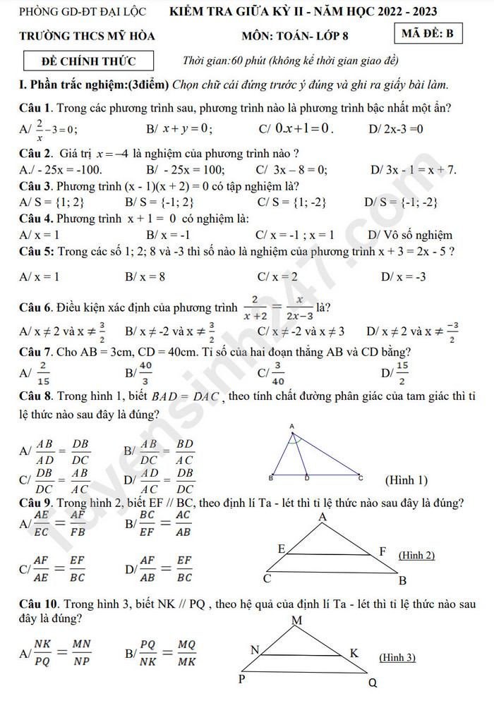 De thi giua hoc ki 2 lop 8 mon Toan 2023 THCS My Hoa (Co dap an)