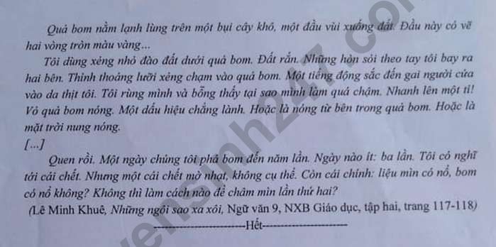 De thi hoc ki 2 lop 9 mon Van nam 2023 - THCS Phuong Dong
