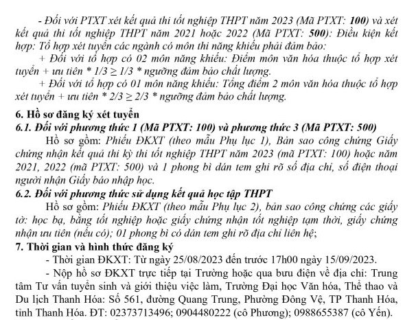 Dai hoc Van hoa the thao va du lich Thanh Hoa xet bo sung 2023