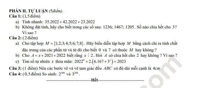 De thi giua ki 1 mon Toan lop 6 - Phong GD Yen The 2023 (KNTT)