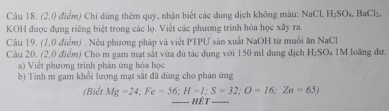 De thi giua hoc ki 1 lop 9 mon Hoa 2023 - THCS Vinh Linh