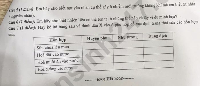 De thi giua ki 1 mon Khoa hoc tu nhien lop 6 - THCS Nguyen Binh Khiem 2023
