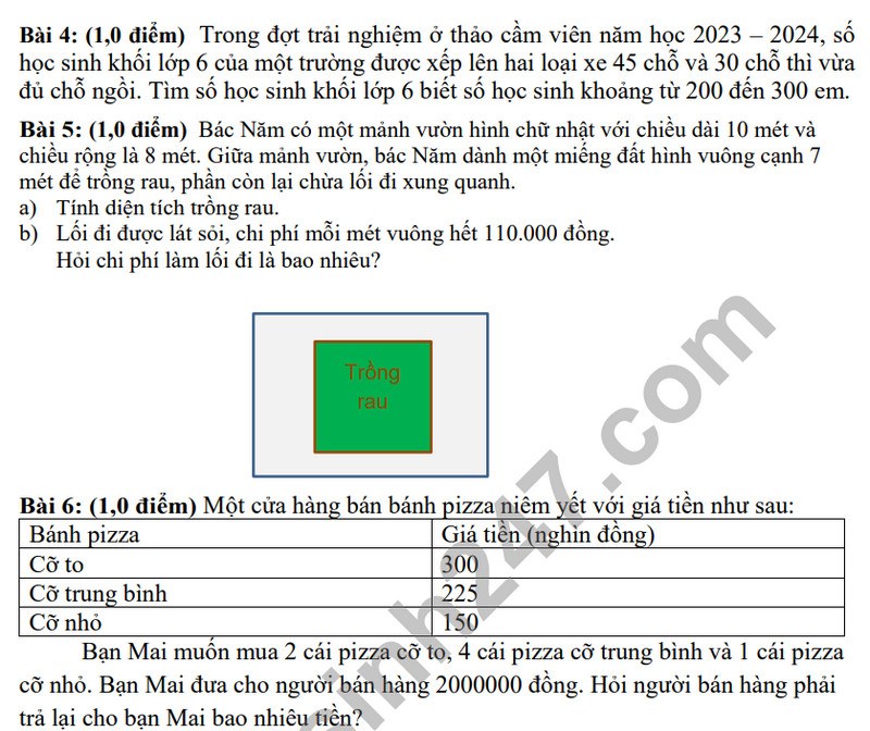 De tham khao ki 1 mon Toan lop 6 - THCS Trung Lap Ha 2023