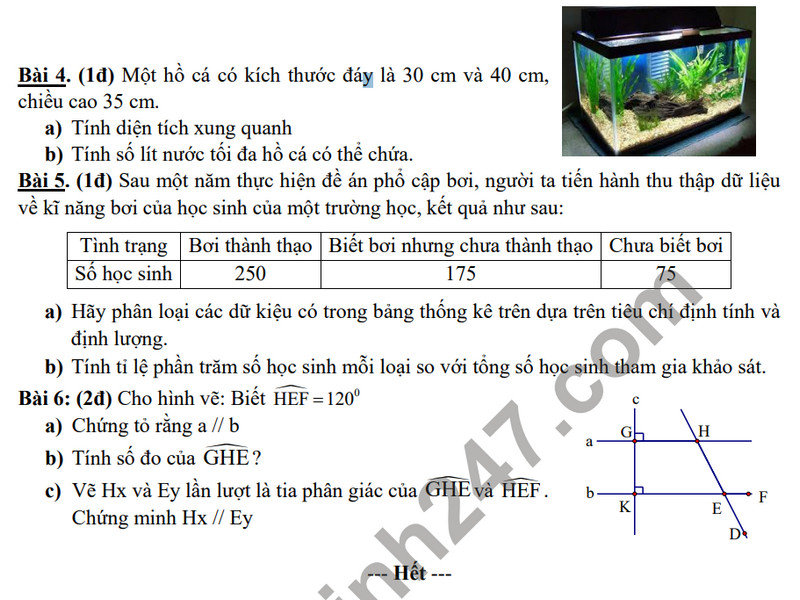 De tham khao ki 1 mon Toan lop 7 - THCS Cu Chinh Lan 2023