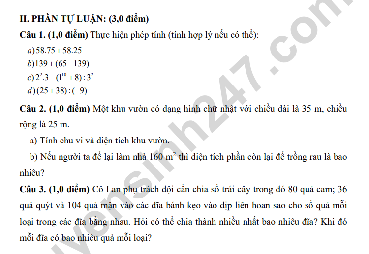 De kiem tra cuoi ki 1 mon Toan lop 6 - THCS Nguyen Dinh Chieu 2023
