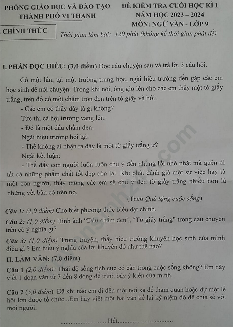 De thi HK 1 mon Van lop 9 nam 2023 - Phong GD Vi Thanh