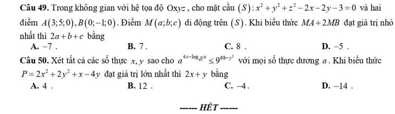 De thi thu tot nghiep THPT 2024 mon Toan - THPT lien truong Ha Tinh