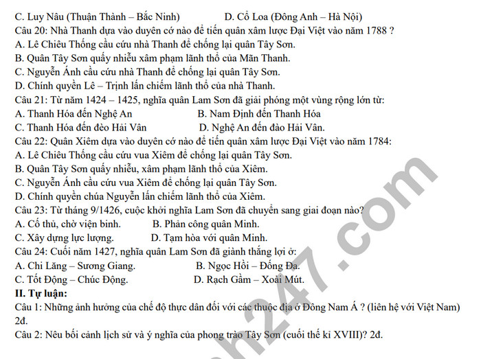 De cuong on tap giua ki 2 mon Su lop 11 - THPT Hoang Van Thu 2024