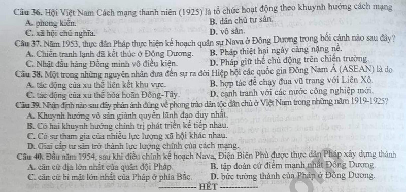 De thi thu tot nghiep THPT mon Su - So GD Lang Son 2024 (Co dap an)