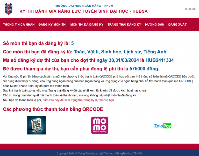 Huong dan dang ky du thi danh gia dau vao Dai hoc Ngan hang TPHCM 2024