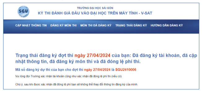 Huong dan dang ky du thi danh gia dau vao Dai hoc Sai Gon 2024