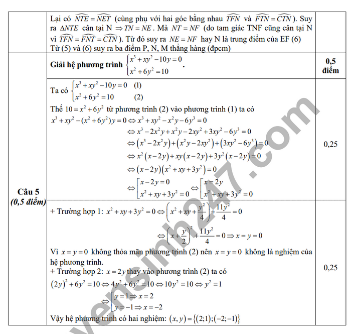 De thi thu vao lop 10 nam 2024 mon Toan - Huyen Hung Nguyen (Co dap an)