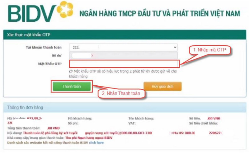 Huong dan thanh toan le phi xet tuyen Dai hoc 2024 - Truc tuyen