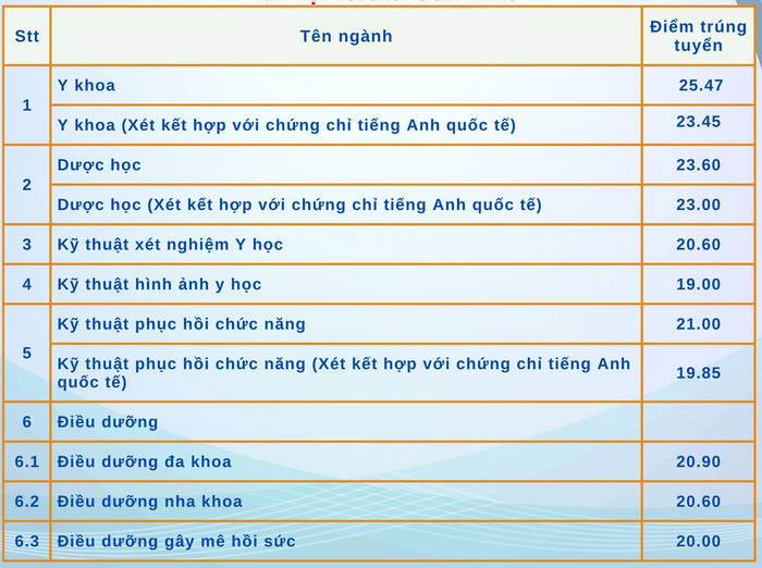 Dai hoc Ky thuat Y Duoc Da Nang cong bo diem chuan 2024