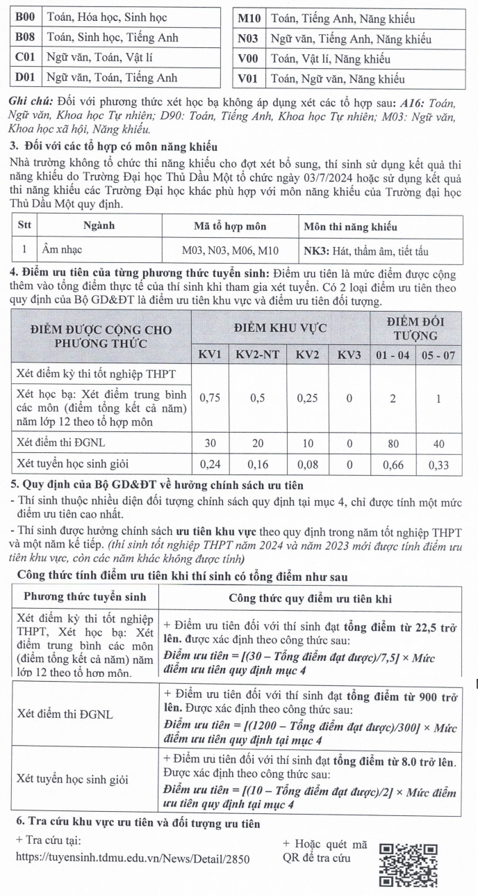 Xet tuyen bo sung Dai hoc Thu Dau Mot nam 2024