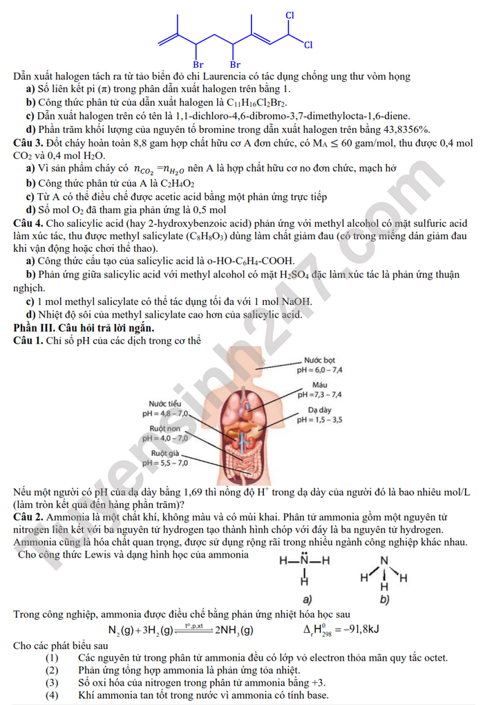 De khao sat lop 12 mon Hoa 2025 - THPT Thuan Thanh 1 (Co dap an)