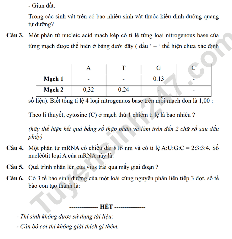 De KSCL mon Sinh lop 11 nam 2025 - THPT Thuan Thanh 1 (Co dap an)