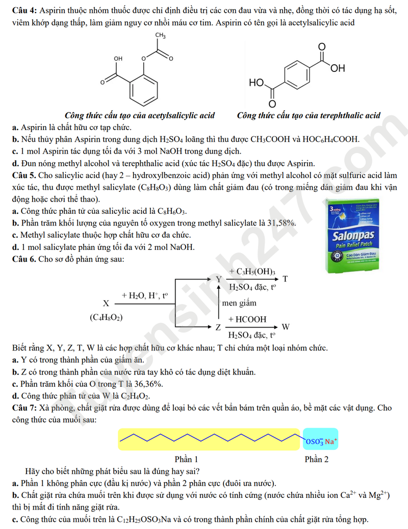 De cuong on tap giua HK1 lop 12 mon Hoa 2025 - THPT Viet Duc