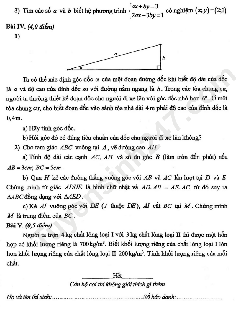 De khao sat Toan lop 9 nam 2024 - So GD&DT Gia Lam, Ha Noi