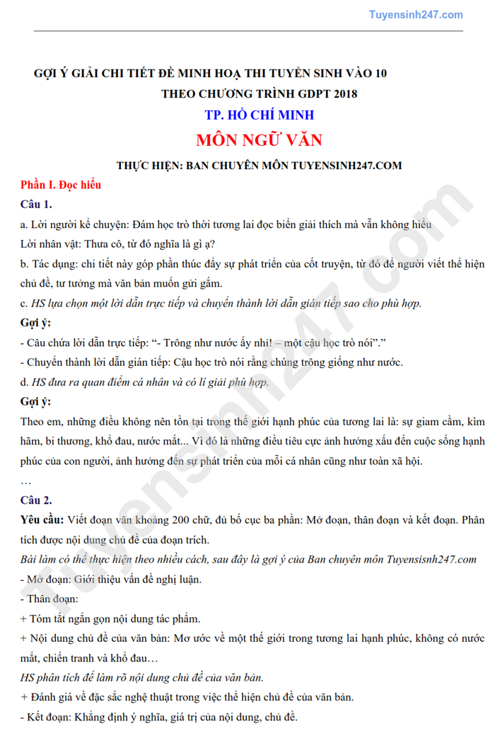 De minh hoa vao lop 10 TPHCM mon Van 2025 (Co dap an)