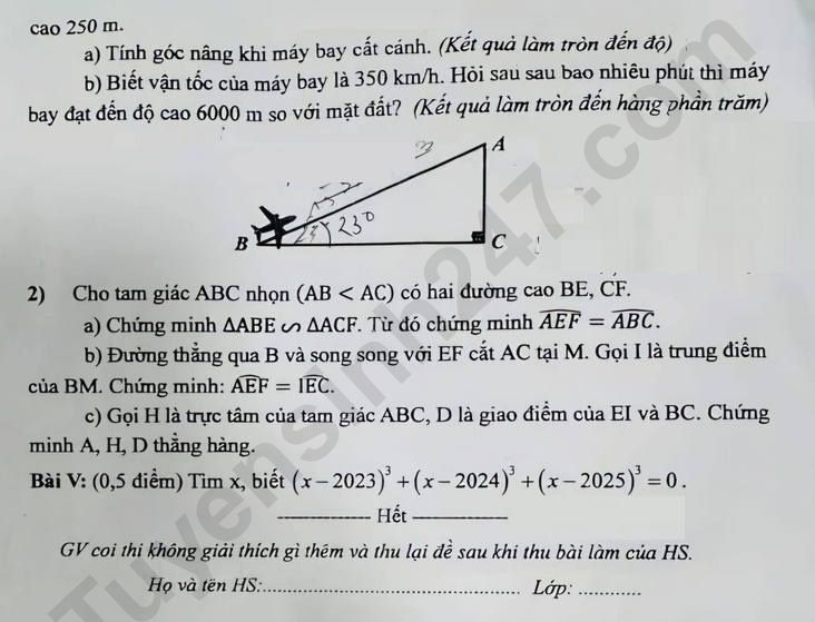 De khao sat dau nam lop 9 mon Toan 2024 - THCS Dich Vong