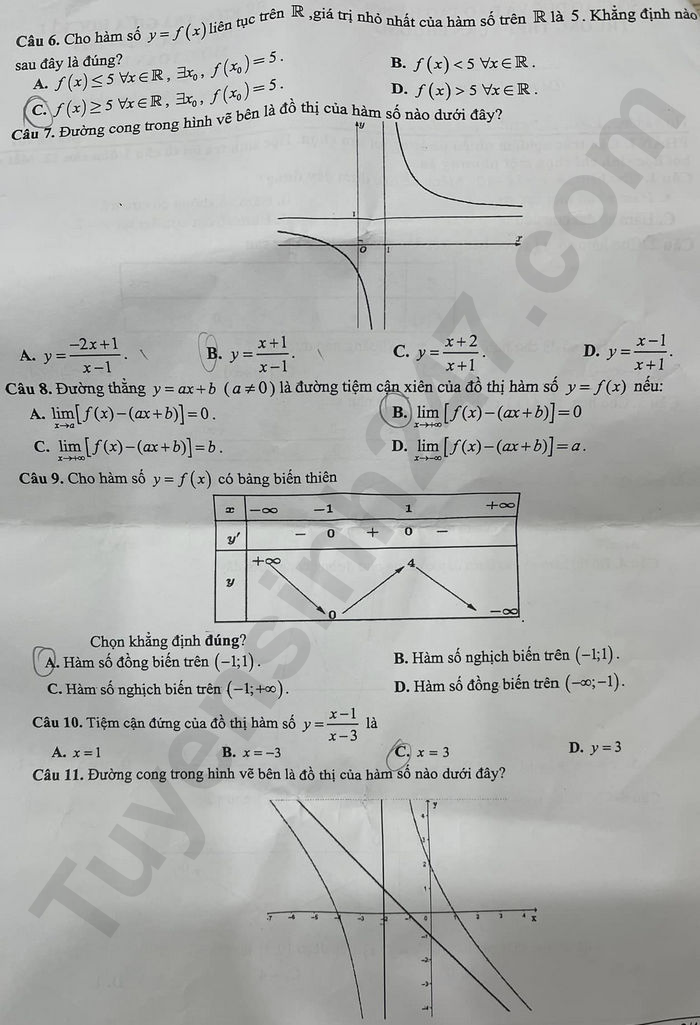 De thi giua HK1 lop 12 mon Toan - THPT Xuan Phuong 2024