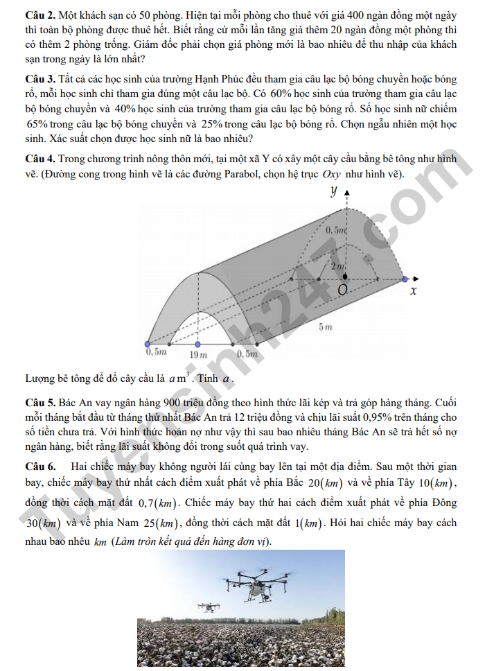 De thi thu mon Toan tot nghiep THPT nam 2025 - THPT Binh Son (co dap an)