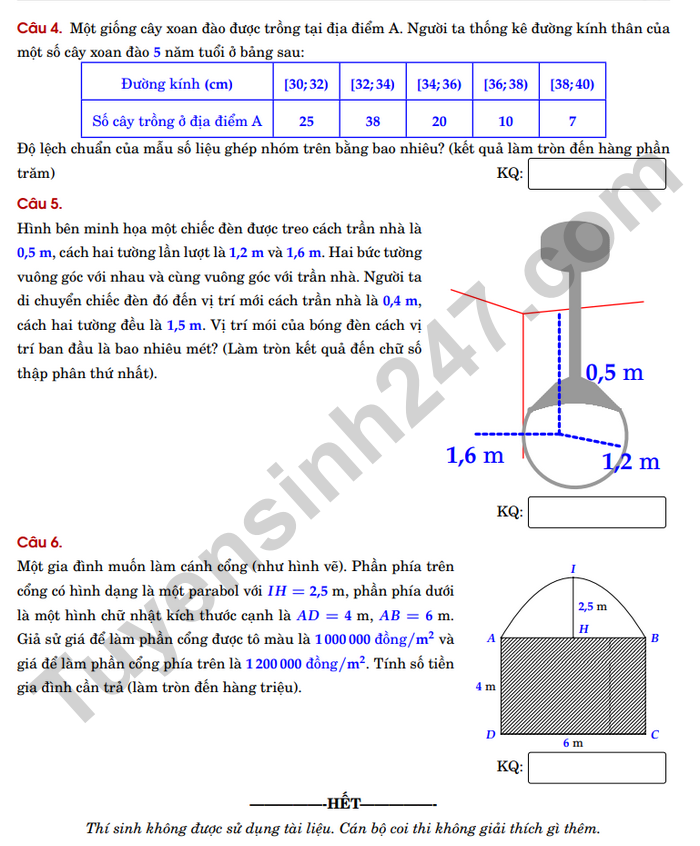 De thi thu tot nghiep THPT 2025 mon Toan - THPT Van Quan