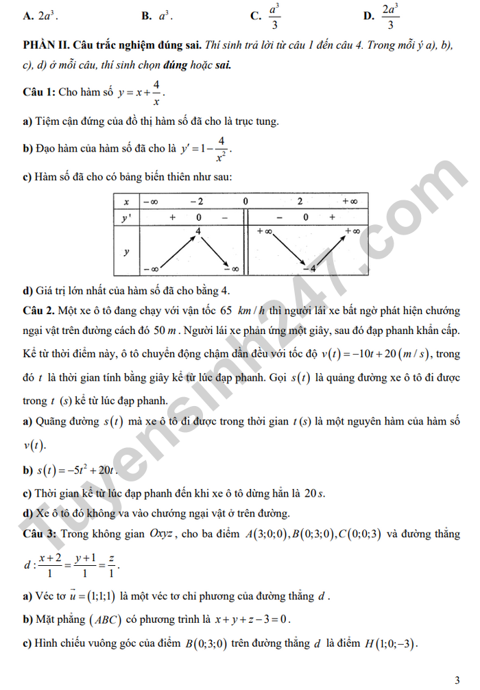 De thi thu tot nghiep THPT 2025 mon Toan - THPT Lien Son