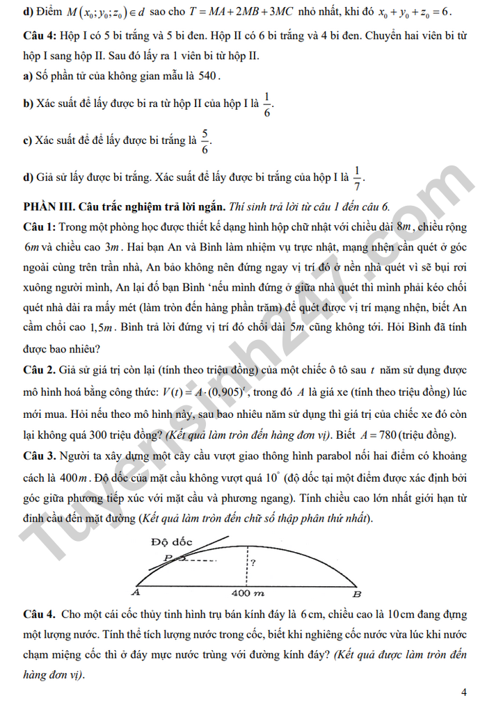 De thi thu tot nghiep THPT 2025 mon Toan - THPT Lien Son