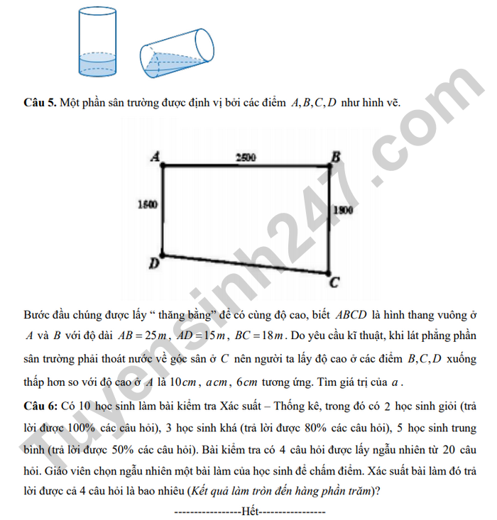 De thi thu tot nghiep THPT 2025 mon Toan - THPT Lien Son