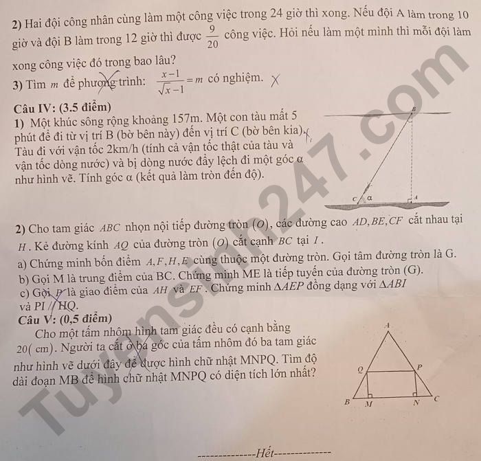 De thi thu vao lop 10 nam 2025 mon Toan - THCS Le Loi (lan 2)