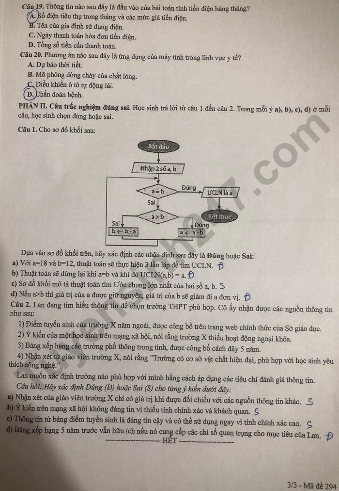 De thi cuoi hoc ki 1 lop 9 mon Tin 2024 - So GD Bac Giang